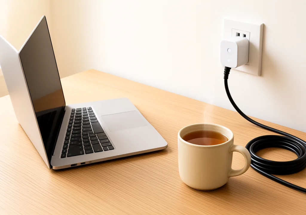 Laptop and smart plug logging idle and gaming power draw at the socket